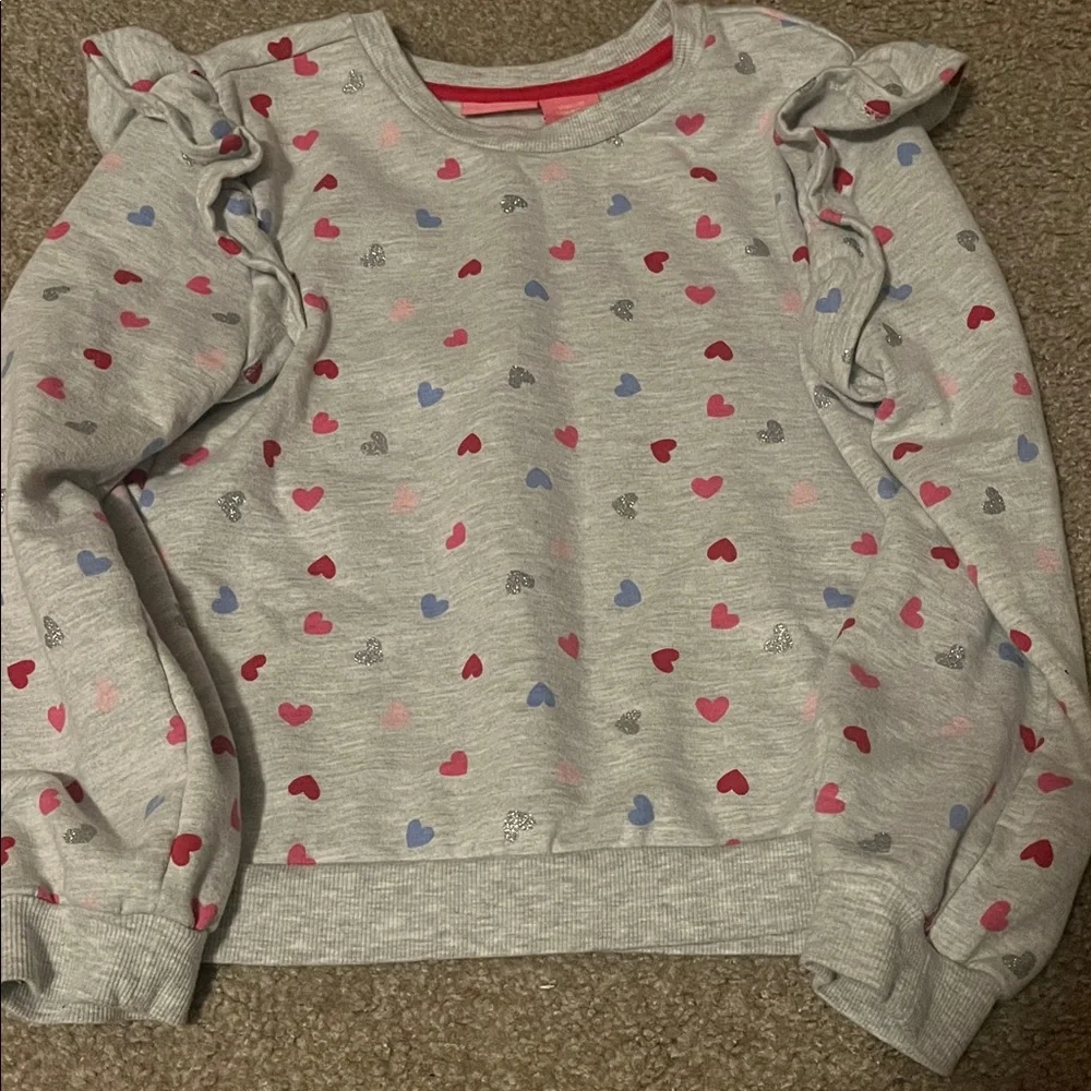 Isaac Mizrahi Gray Heart Print Kids Sweatshirt (7/8)